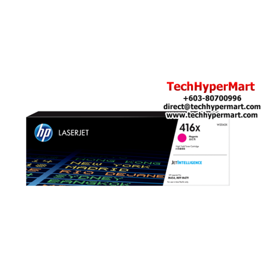 HP 416X Color Toner Cartridge (W2041X(C), W2043X(M), W2042X(Y), 6,000 Pages Yield, For M454) HP 416X Color Toner Cartridge (W2041X(C), W2043X(M), W2042X(Y), 6,000 Pages Yield, For M454)
