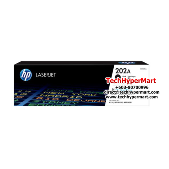 HP 202A Black Original LaserJet Toner Cartridge (CF500A) (For Color LaserJet Pro M254 Series, 1400 Pages Yield) HP 202A Black Original LaserJet Toner Cartridge (CF500A) (For Color LaserJet Pro M254 Series, 1400 Pages Yield)