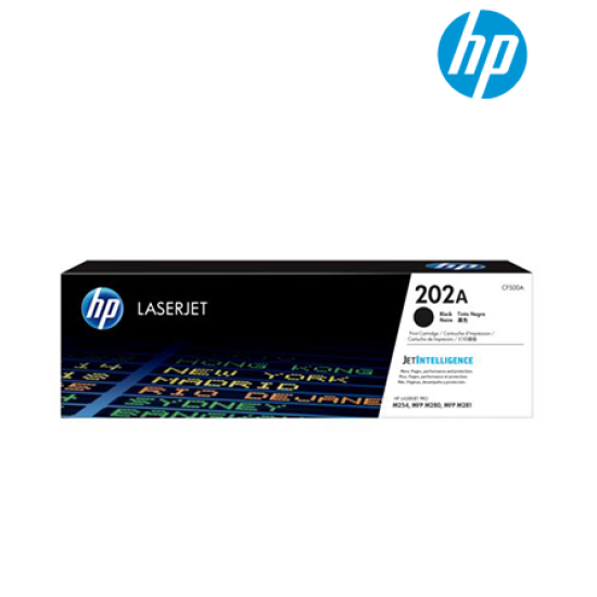 HP 202A Black Original LaserJet Toner Cartridge (CF500A) (For Color LaserJet Pro M254 Series, 1400 Pages Yield)