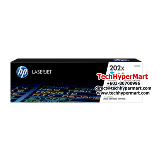 HP 202X High Yield Cyan Original LaserJet Toner (CF501X) (For Color LaserJet Pro M254 Series) HP 202X High Yield Cyan Original LaserJet Toner (CF501X) (For Color LaserJet Pro M254 Series)
