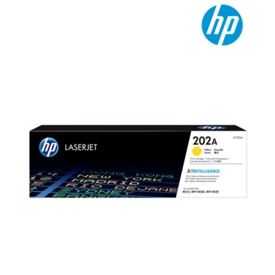 HP 202A Yellow Original LaserJet Toner Cartridge (CF502A) (For Color LaserJet Pro M254 Series, 1300 Pages Yield)