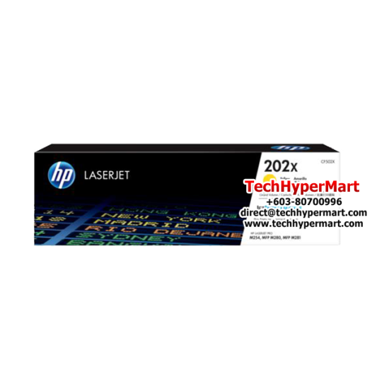 HP 202X High Yield Yellow Original LaserJet Toner (CF502X) (For Color LaserJet Pro M254 Series) HP 202X High Yield Yellow Original LaserJet Toner (CF502X) (For Color LaserJet Pro M254 Series)