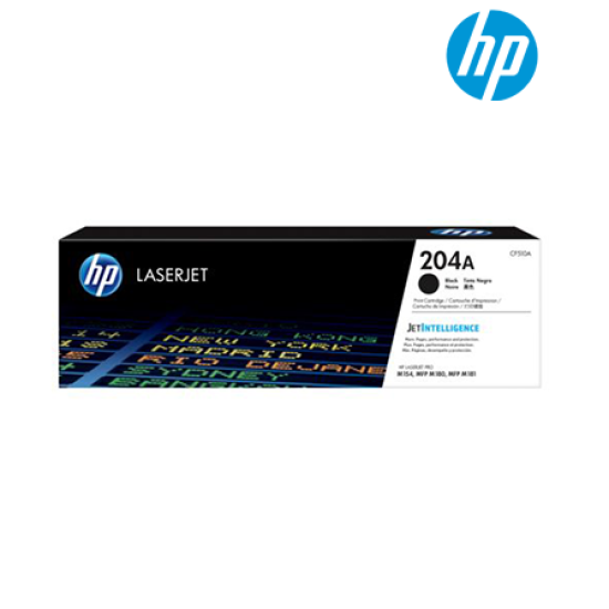 HP 204A Black Original LaserJet Toner Cartridge (CF510A) (For Color LaserJet Pro M154a, MFP M180n, 1100 Pages Yield) HP 204A Black Original LaserJet Toner Cartridge (CF510A) (For Color LaserJet Pro M154a, MFP M180n, 1100 Pages Yield)