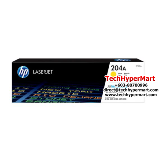 HP 204A Yellow Original LaserJet Toner Cartridge (CF512A) (For Color LaserJet Pro M154a, MFP M180n, 900 Pages Yield) HP 204A Yellow Original LaserJet Toner Cartridge (CF512A) (For Color LaserJet Pro M154a, MFP M180n, 900 Pages Yield)
