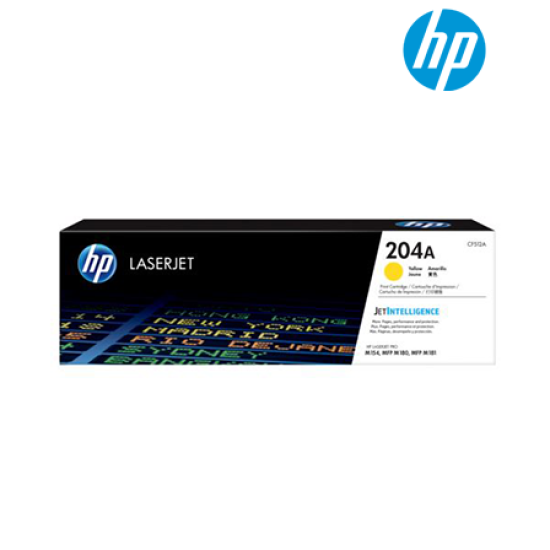 HP 204A Yellow Original LaserJet Toner Cartridge (CF512A) (For Color LaserJet Pro M154a, MFP M180n, 900 Pages Yield)