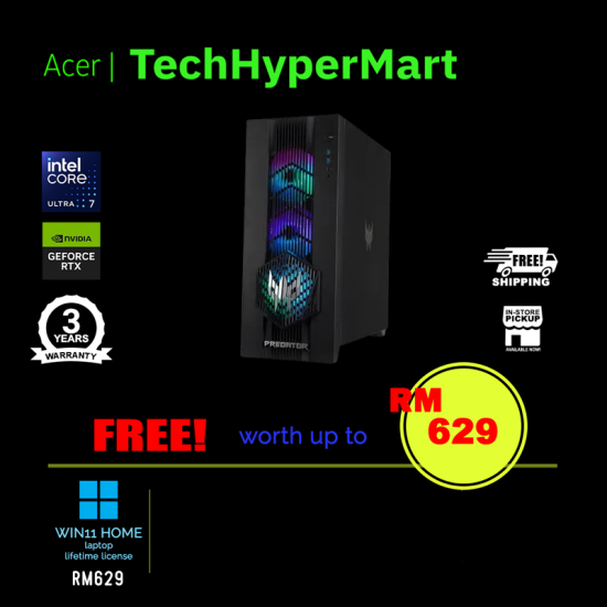 Acer Predator Orion 5000 PO5-665-265W11D Desktop PC (Ultra 7 265F, 32GB, 1TB, NV RTX5070, W11H)