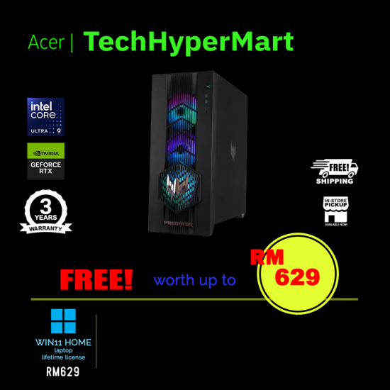 Acer Predator Orion 7000 PO7-665-285W11D Desktop PC (Ultra 9 285K, 32GB, 1TB, NV RTX5080, W11H)