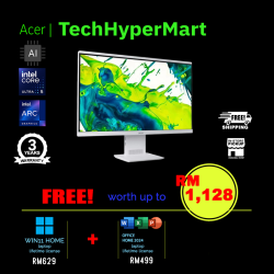Acer Aspire S24B-GMTL-5125W11 23.8" AIO Desktop PC (Ultra 5 125U, 16GB, 1TB, Intel Arc, W11H, Off Home 2024 + Off 365 Basic, Touchscreen, AI)