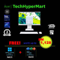 Acer Aspire S27B-GMTL-7155W11S 27" AIO Desktop PC (Ultra 7 155U, 16GB, 1TB, Intel Arc, W11H, Off Home 2024 + Off 365 Basic, Touch, AI)
