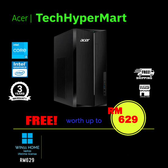 Acer Aspire TC-1785-14100W11-24 Desktop PC (i3-14100, 24GB, 512GB, Intel, W11H)