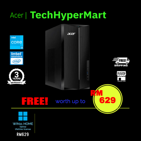 Acer Aspire TC-1785-14100W11-32 Desktop PC (i3-14100, 32GB, 512GB, Intel, W11H)