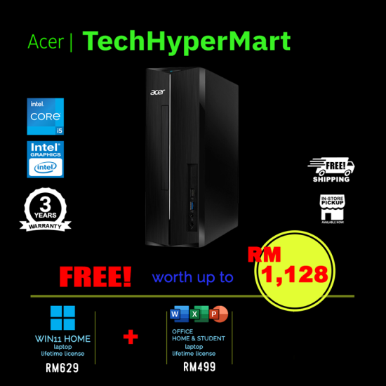 Acer Aspire XC-1785-14400W11S-16 Desktop PC (i5-14400, 16GB, 512GB, Intel, W11H, Off H&S)
