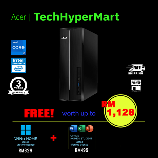 Acer Aspire XC-1785-14700W11-16 Desktop PC (i7-14700, 16GB, 512GB, Intel, W11H, Off H&S)