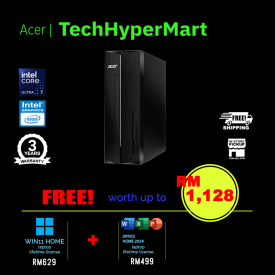 Acer Aspire XC-1860-265W11S-16-W11 Desktop PC (Ultra 7 265, 16GB, 512GB, Intel, W11H, Off Home 2024 + Off 365 Basic)
