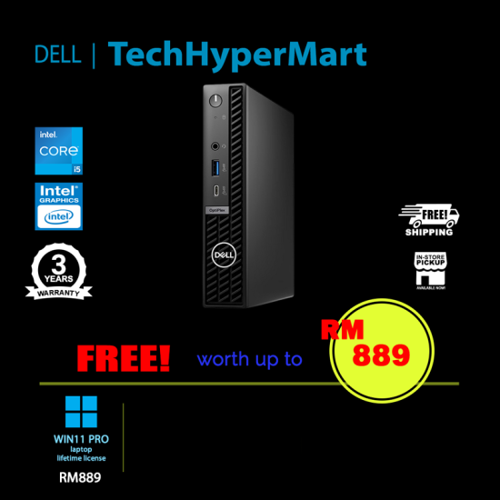 Dell OptiPlex 7020MC-i51450-16G-512-W11 Desktop PC (i5-14500T, 16GB, 512GB, Intel, W11P)