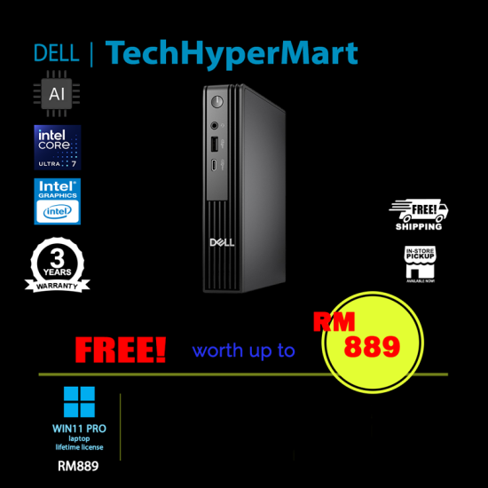 Dell Pro QCM1250-U7265T-16-1TB-W11P Micro Desktop PC (Ultra 7 265T, 16GB, 1TB, Integrated, W11P, AI)