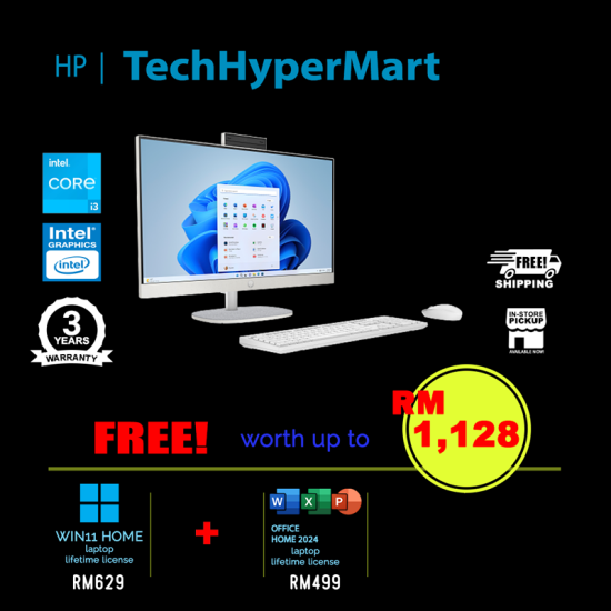 HP 24-cr0145d 23.8" AIO Desktop PC (i3-1315U, 8GB, 512GB, Integrated, W11H, Off Home 2024 + Off 365 Basic) HP 24-cr0145d 23.8" AIO Desktop PC (i3-1315U, 8GB, 512GB, Integrated, W11H, Off Home 2024 + Off 365 Basic)
