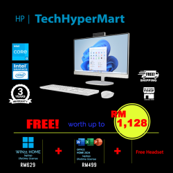 HP 24-cr0260d 23.8" AIO Desktop PC (i3-1315U, 8GB, 512GB, Intel, W11H, Off Home 2024 + Off 365 Basic)