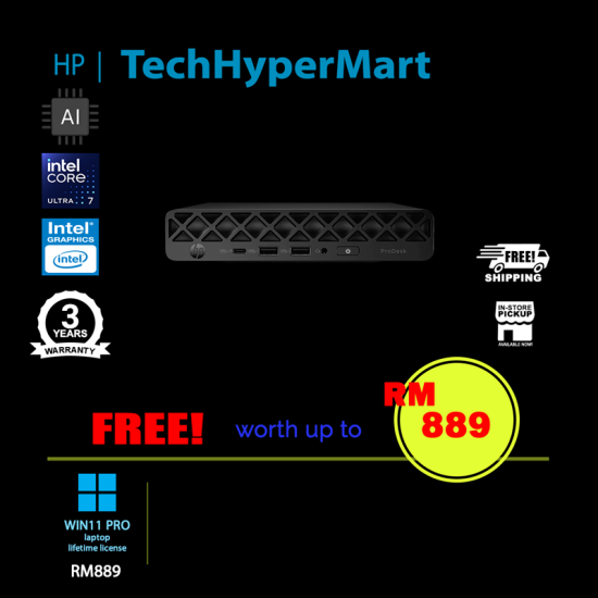 HP ProDesk 4 G1i D68HDPT Mini Desktop PC (Ultra 7 265T, 16GB, 1TB, Intel, W11P, AI)