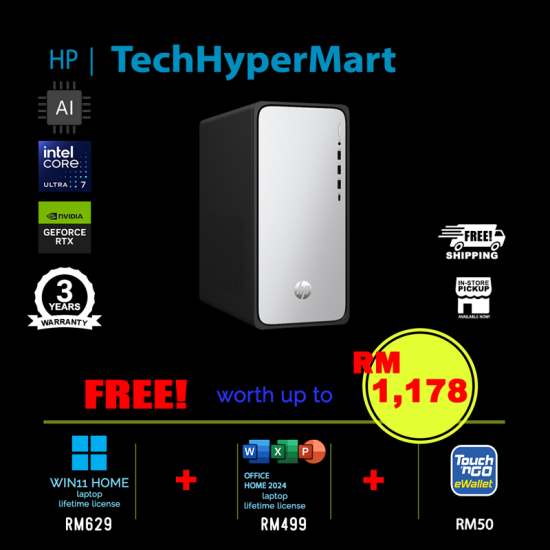 HP OmniDesk M03-0029d Desktop PC (Ultra 7 265, 16GB, 512GB, NV RTX5060, W11H, Off Home 2024 + Off 365 Basic, AI)