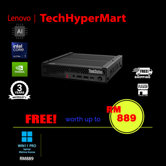 Lenovo ThinkStation P3 Gen 2 30K50006MY Tiny Desktop PC (Ultra 7 265, 32GB, 1TB, Intel Graphics + NVIDIA RTX A400, W11P, AI)