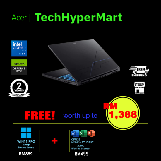 Acer Aspire 7 A715-59G-54Q6-16-W11P 15.6" Laptop/ Notebook (Core 5 210H, 16GB, 512GB, NV RTX3050, W11P, Off H&S + Off 365 Basic, 144Hz)