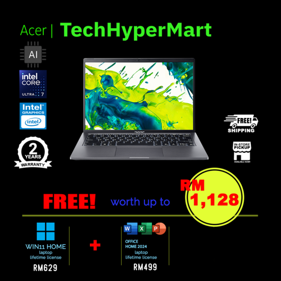 Acer Aspire Go 14 AI AG14-71M-75LG 14" Laptop/ Notebook (Ultra 7 155H, 16GB, 512GB, Intel, W11H, Off Home 2024 + Off 365 Basic, AI Chip) Acer Aspire Go 14 AI AG14-71M-75LG 14" Laptop/ Notebook (Ultra 7 155H, 16GB, 512GB, Intel, W11H, Off Home 2024 + Off 365 Basic, AI Chip)