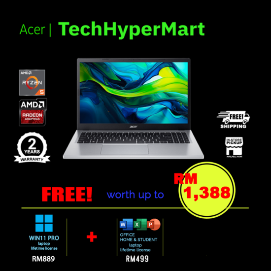 Acer Aspire Go AG15-41P-R6R5-24-W11P 15.6" Laptop/ Notebook (Ryzen 5 7535HS, 24GB, 512GB, AMD Radeon, W11P, Off H&S + Off 365 Basic) Acer Aspire Go AG15-41P-R6R5-24-W11P 15.6" Laptop/ Notebook (Ryzen 5 7535HS, 24GB, 512GB, AMD Radeon, W11P, Off H&S + Off 365 Basic)