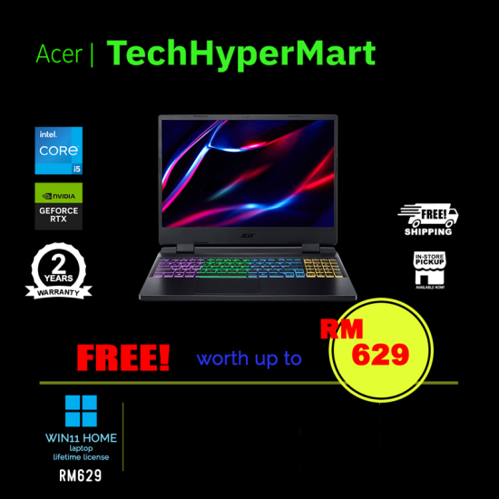 Acer Nitro 5 AN515-58-51AB 15.6" Laptop/ Notebook (i5-12450H, 8GB, 512GB, NV RTX3050, W11H, 144Hz)