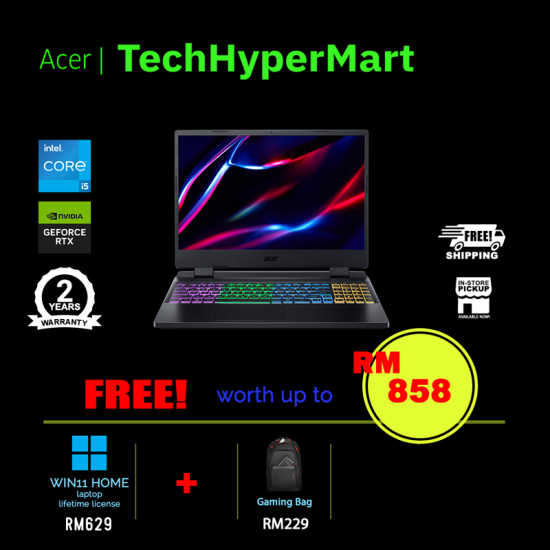 Acer Nitro 5 AN515-58-51AB-32-2-W11 15.6" Laptop/ Notebook (i5-12450H, 32GB, 512GB, 2TB, NV RTX3050, W11H, 144Hz)