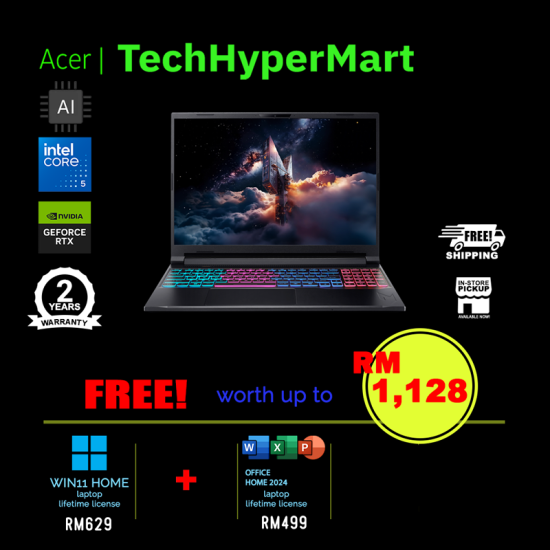 Acer Nitro V16S ANV16S-71-58B0-32-W11 16" Laptop/ Notebook (Core 5 210H, 32GB, 512GB, NV RTX5060, W11H, Off Home 2024 + Off 365 Basic, 180Hz, AI Chip)