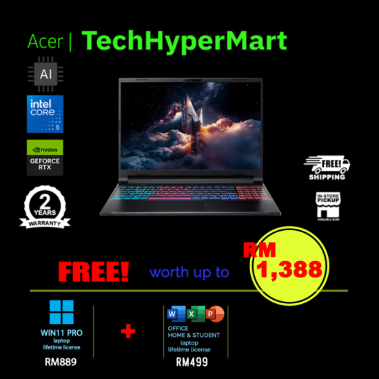 Acer Nitro V16S ANV16S-71-58B0-24-W11P 16" Laptop/ Notebook (Core 5 210H, 24GB, 512GB, NV RTX5060, W11P, Off Home 2024 + Off 365 Basic, 180Hz, AI Chip)