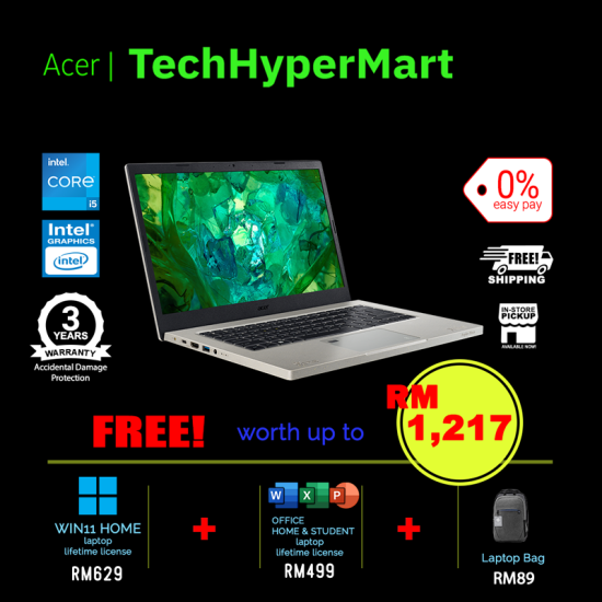 Acer Aspire Vero AV14-52P-5915-1-W11-EPP 14" Laptop/ Notebook (i5-1335U, 8GB, 1TB, Intel, W11H, Off H&S)