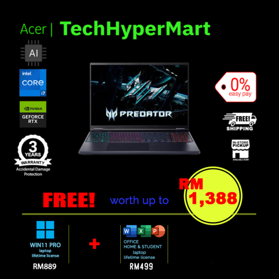 Acer Predator Helios Neo 16 PHN16-I31-73TC-32-2-W11P-EPP 16" Laptop/ Notebook (i7-14650HX, 32GB, 2TB, NV RTX5060, W11P, Off H&S + Off 365 Basic, 180Hz, AI)