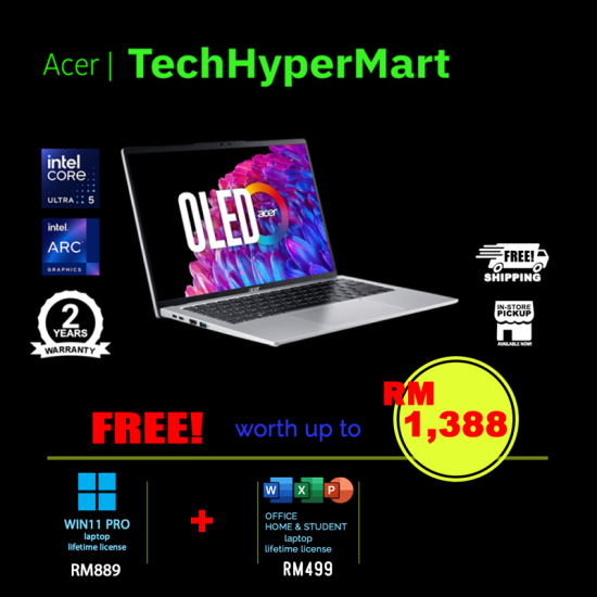 Acer Swift Go SFG14-73-508Y-W11P 14" Laptop/ Notebook (Ultra 5 125H, 16GB, 512GB, Intel Arc, W11P, Off H&S)