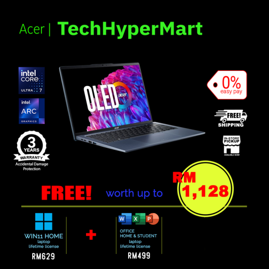 Acer Swift Go SFG14-73-726N-2-W11-EPP 14" Laptop/ Notebook (Ultra 7 155H, 16GB, 2TB, Intel Arc, W11H, Off H&S)