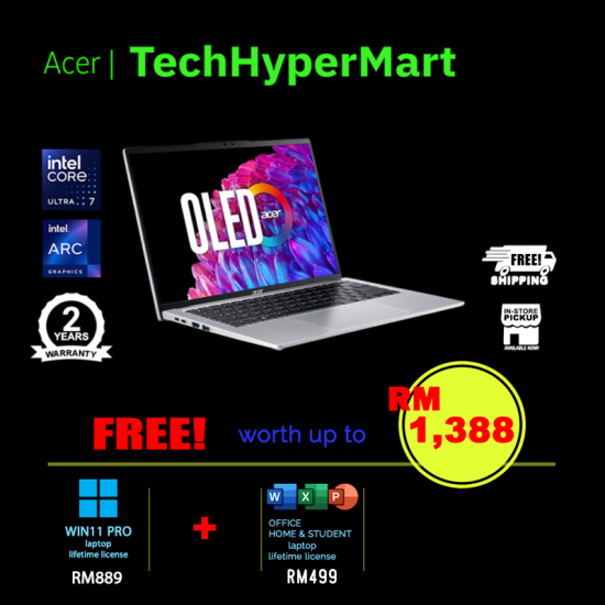 Acer Swift Go SFG14-73-7331-W11P 14" Laptop/ Notebook (Ultra 7 155H, 16GB, 1TB, Intel Arc, W11P, Off H&S) Acer Swift Go SFG14-73-7331-W11P 14" Laptop/ Notebook (Ultra 7 155H, 16GB, 1TB, Intel Arc, W11P, Off H&S)