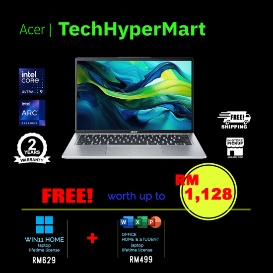 Acer Swift Go SFG14-73T-98EX 14" Laptop/ Notebook (Ultra 9 185H, 32GB, 1TB, Intel Arc, W11H, Off H&S, Touchscreen)