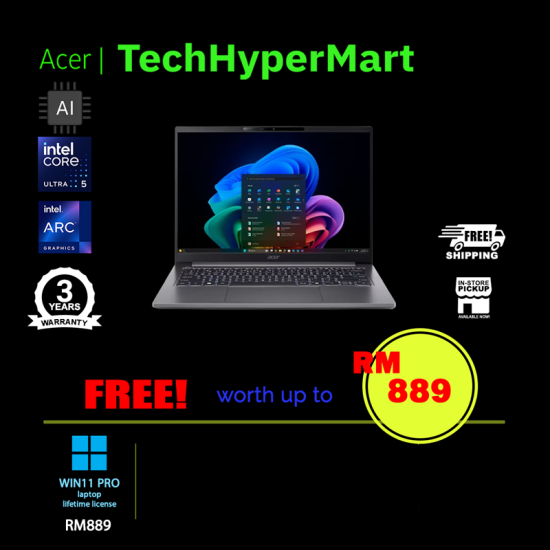 Acer TravelMate X414-51-574T 14" Laptop/ Notebook (Ultra 5 226V, 16GB, 512GB, Intel Arc, W11P, AI)