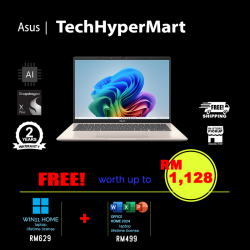 Asus Vivobook A1407Q-ALY078WS 14" Laptop/ Notebook (Snapdragon X X1 26 100, 16GB, 1TB, Qualcomm Adreno, W11H, Off Home 2024 + Off 365 Basic, AI Chip)
