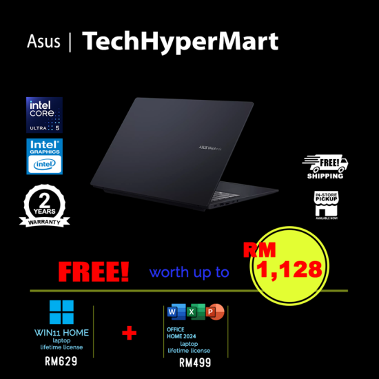 Asus Vivobook A1607A-AMB325WS-32-W11 16" Laptop/ Notebook (Ultra 5 325, 32GB, 512GB, Intel, W11H, Off Home 2024 + Off 365 Basic)