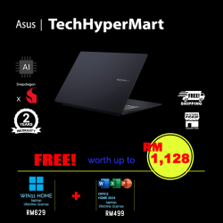 Asus Vivobook A1607Q-AMB155WS 16" Laptop/ Notebook (Snapdragon X X1 26 100, 16GB, 512GB, Qualcomm Adreno, W11H, Off Home 2024 + Off 365 Basic, AI)