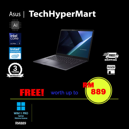 Asus ExpertBook B3406CCA-LY0063X 14" Laptop/ Notebook (Ultra 7 255H, 16GB, 512GB, Intel, W11P, AI)