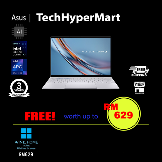 Asus ExpertBook B9406CAA-TH1142WS 14" Laptop/ Notebook (Ultra X7 358H, 32GB, 1TB, Intel Arc, W11H, Off Home 2024 + Off 365 Basic, Touch, AI)