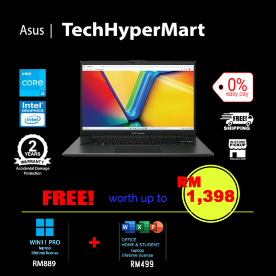 Asus Vivobook Go E1404G-ANK325WS-1-W11P-EPP 14" Laptop/ Notebook (i3-N305, 8GB, 1TB, Intel, W11P, Off H&S) Asus Vivobook Go E1404G-ANK325WS-1-W11P-EPP 14" Laptop/ Notebook (i3-N305, 8GB, 1TB, Intel, W11P, Off H&S)
