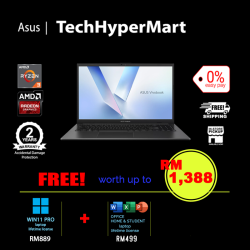 Asus Vivobook Go E1504F-ABQ030WS-1-W11P-EPP 15.6" Laptop/ Notebook (Ryzen 3 30, 8GB, 1TB, AMD Radeon, W11P, Off Home 2024 + Off 365 Basic)