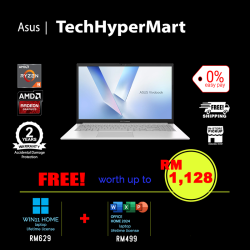 Asus Vivobook Go E1504F-ABQ031WS-1-W11-EPP 15.6" Laptop/ Notebook (Ryzen 3 30, 8GB, 1TB, AMD Radeon, W11H, Off Home 2024 + Off 365 Basic)