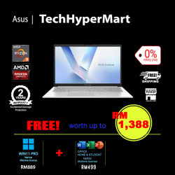 Asus Vivobook Go E1504F-ABQ031WS-1-W11P-EPP 15.6" Laptop/ Notebook (Ryzen 3 30, 8GB, 1TB, AMD Radeon, W11P, Off Home 2024 + Off 365 Basic)