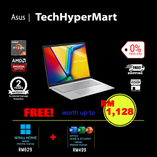 Asus Vivobook Go E1504F-ABQ469WSM-1-W11-EPP 15.6" Laptop/ Notebook (Ryzen 5 7520U, 16GB, 1TB, AMD Radeon, W11H, Off H&S + Off 365 Basic) Asus Vivobook Go E1504F-ABQ469WSM-1-W11-EPP 15.6" Laptop/ Notebook (Ryzen 5 7520U, 16GB, 1TB, AMD Radeon, W11H, Off H&S + Off 365 Basic)