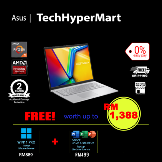 Asus Vivobook Go E1504F-ABQ469WSM-1-W11P-EPP 15.6" Laptop/ Notebook (Ryzen 5 7520U, 16GB, 1TB, AMD Radeon, W11P, Off H&S + Off 365 Basic) Asus Vivobook Go E1504F-ABQ469WSM-1-W11P-EPP 15.6" Laptop/ Notebook (Ryzen 5 7520U, 16GB, 1TB, AMD Radeon, W11P, Off H&S + Off 365 Basic)